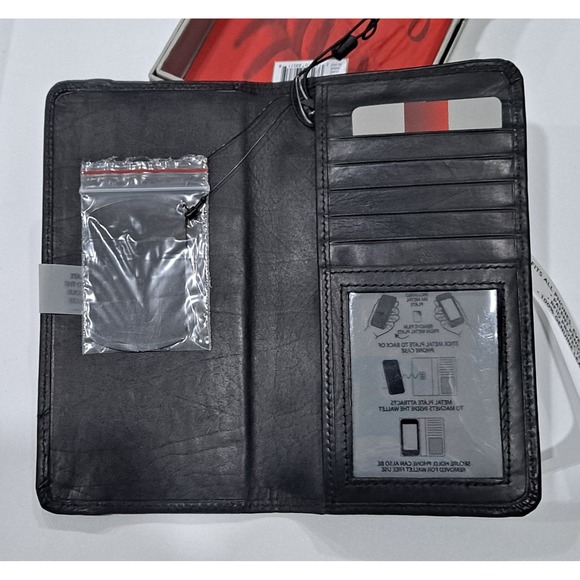 NIB Rawlings Black Leather Magnetic Phone Wallet With RFID Protection - Picture 2 of 5